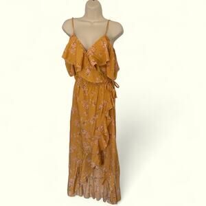 Mint of Blush Dress Size Small Off The Shoulder Ruffle Wrap Hi-Low